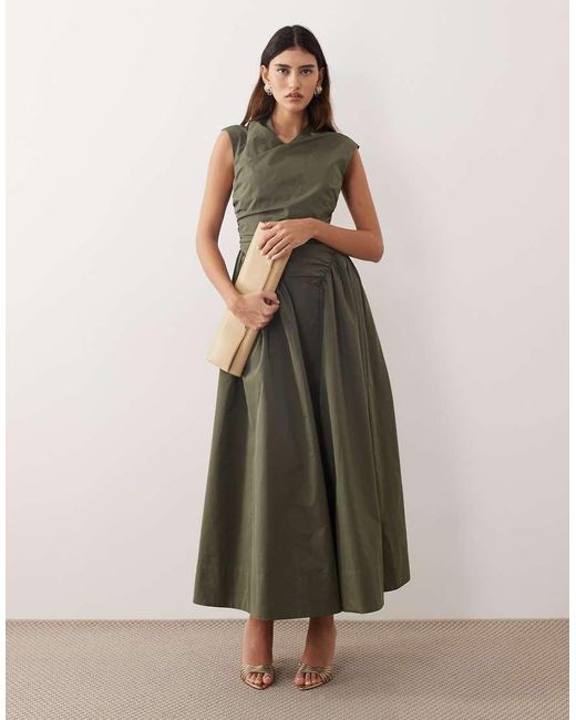 ARRANGE Natural Wrap Drop Waist Maxi Dress