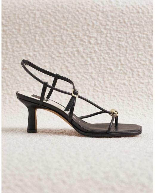Dolce Vita Natural Mylee Strappy Mid Heel Sandals With Gold Hardware