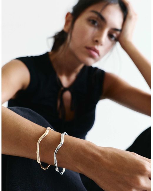 Pull&Bear Black 2er-pack metallische armbänder