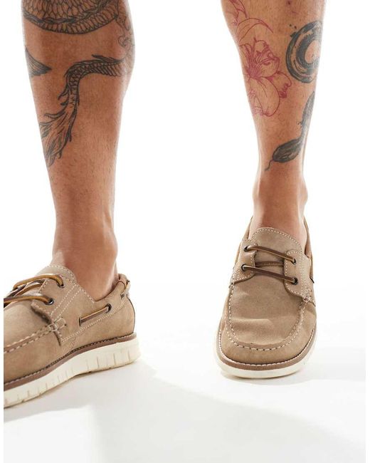 ASOS Brown Lace Up Boat Shoes for men