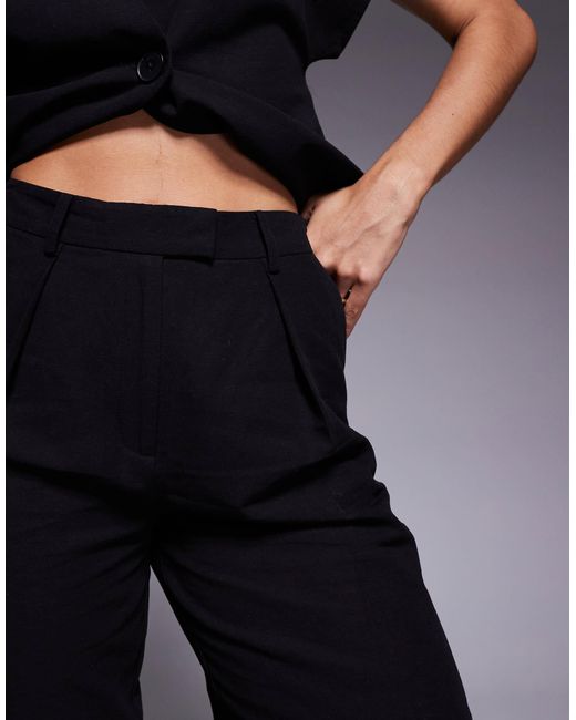ASOS Black – elegante longline-city-shorts aus leinenimitat