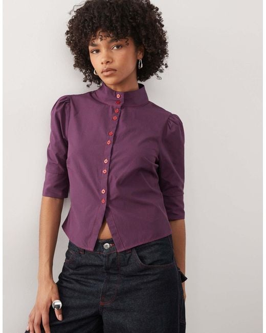 Collusion Purple Button Up Blouse
