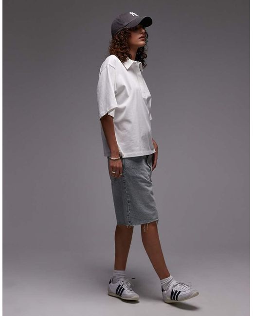 Top Extragrande De Estilo Rugby De -Blanco TOPSHOP de color Gray
