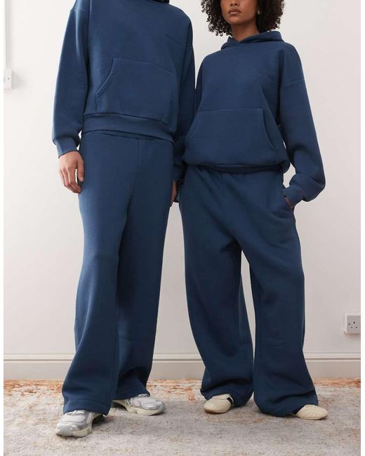 Reclaimed Vintage Blue Unisex Heavyweight Wide Leg jogger Co-ord