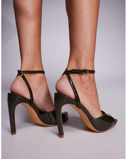 Public Desire Brown Caught On Heeled Sandals