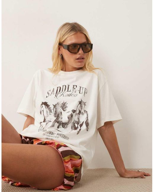 ASOS White Oversized T-shirt With Saddle Up Rodeo Graphic