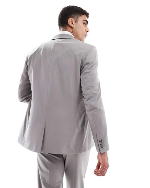 ASOS Gray Double Breasted Regular Suit Jacket for men