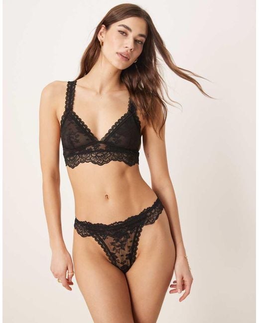 ASOS Black Lyla All Over Lace Thong