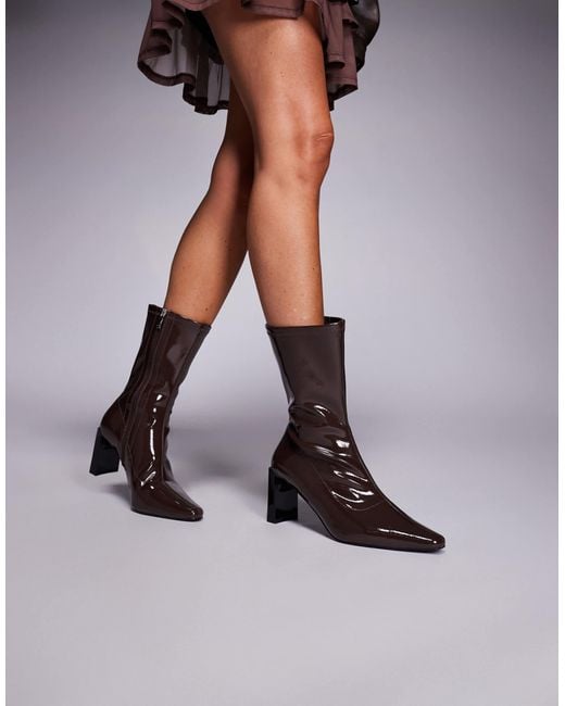 Public Desire Brown Public Desire Robert Wide Fit Heeled Ankle Boots