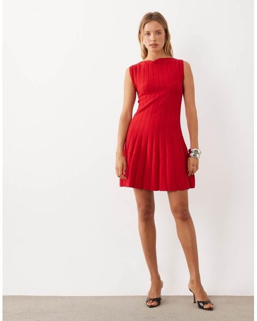 Mango Red Sleeveless Knitted Mini Dress