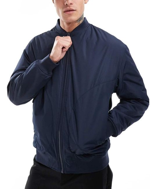 Threadbare Blue Showerproof Bomber Jacket for men