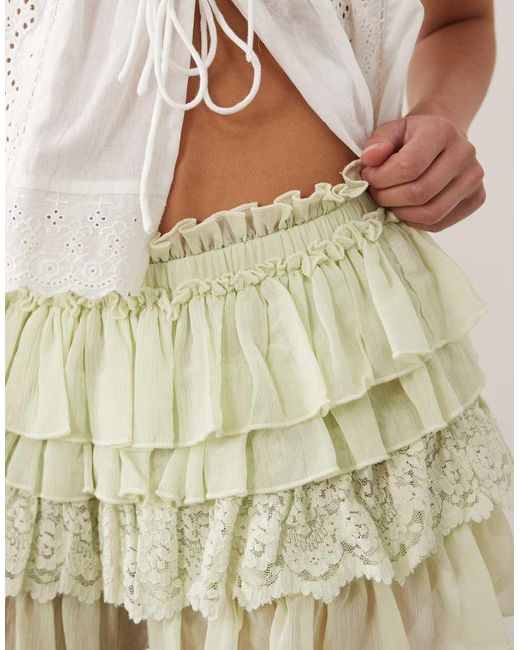 Miss Selfridge Natural Lace Mix Bloomer Shorts