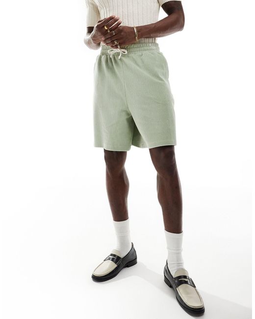 ASOS – oversize-shorts aus geripptem velours in Green für Herren