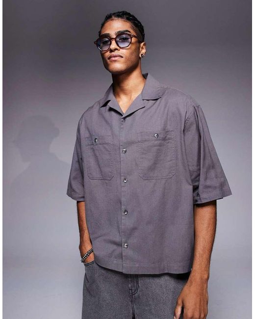 ASOS Oversized Overhemd Met Rechte Pasvorm in het Gray voor heren
