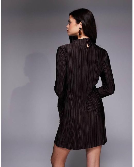 ASOS Black Plisse High Neck Mini Dress
