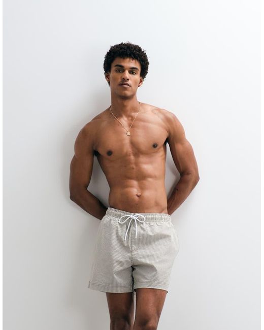 Jack & Jones White Seersucker Stripe Swim Shorts for men