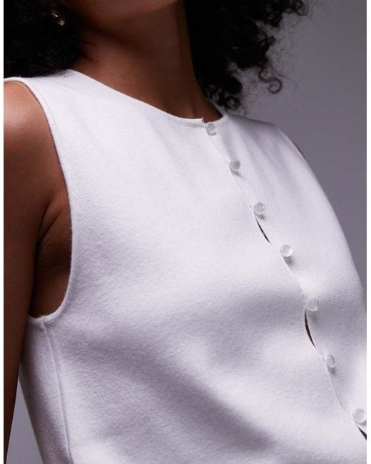 Mango White Fine Knit Tank Top
