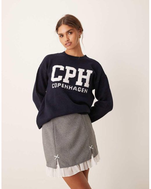 New Look Blue Copenhagen Slogan Jumper