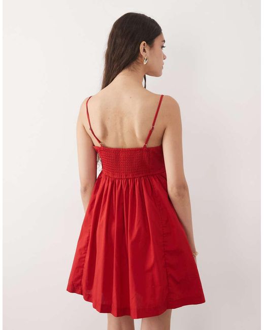 Abercrombie & Fitch Red Strappy Square Neck Babydoll Mini Dress