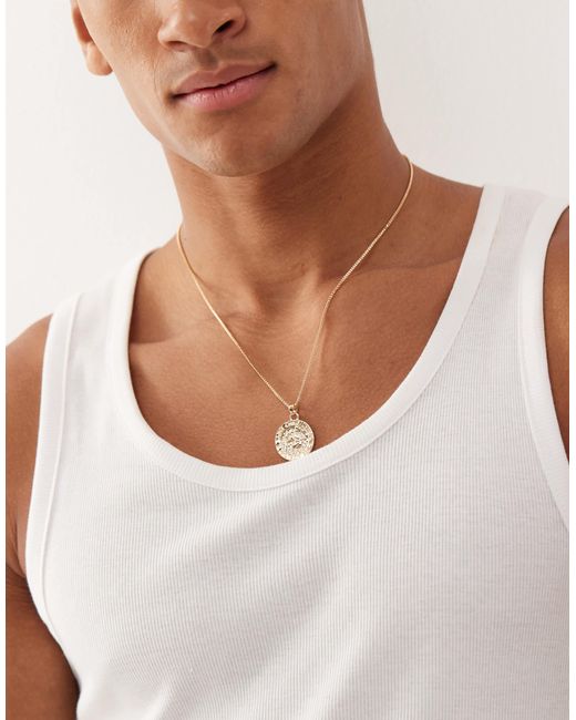 Collier chaîne avec pendentif pièce FADED FUTURE pour homme en coloris White