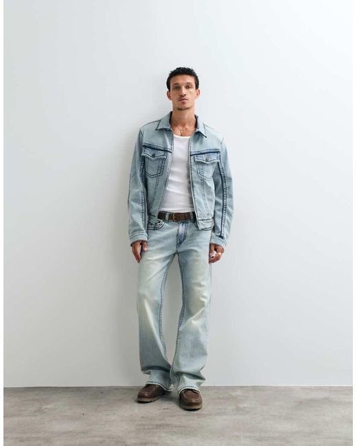 True Religion Blue Big T Moto Denim Jacket Co-ord for men