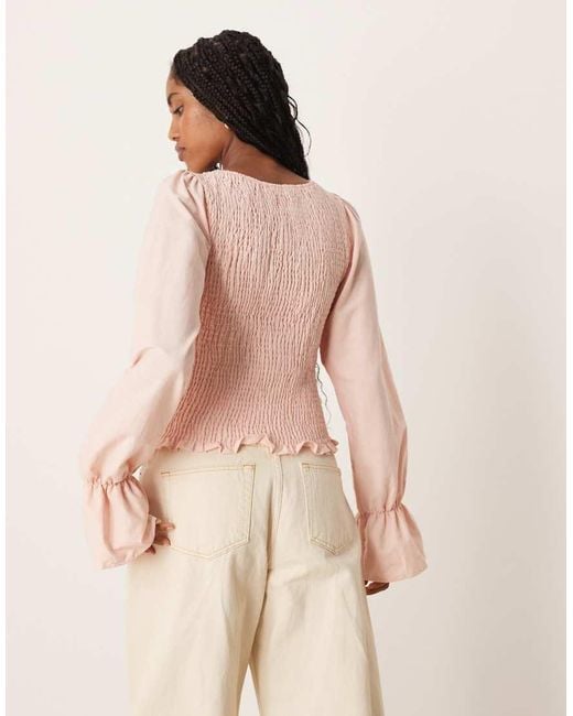 Blusa Arricciata di ASOS in Natural