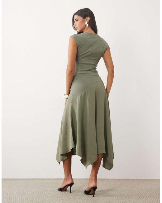 ASOS Green Hybrid Midi Dress With Asymmetric Drop Waist