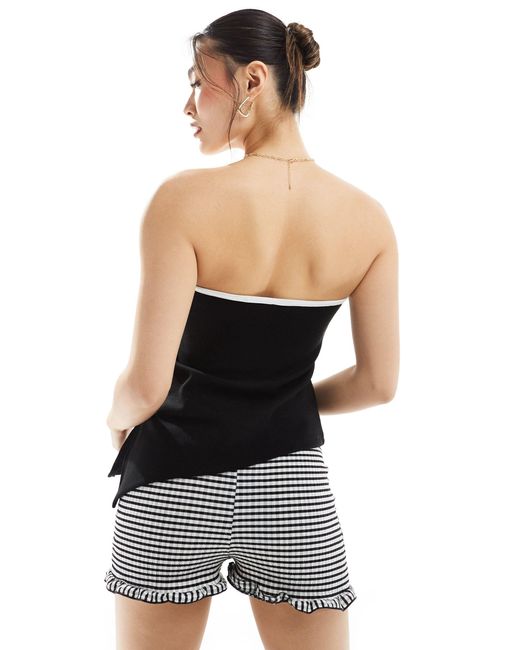River Island Black Bandeau Top With Contrast Tipping