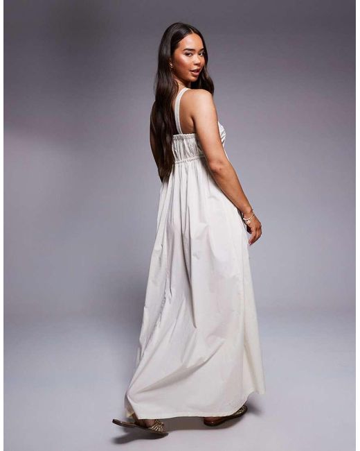 River Island Midi-Jurk Van Poplin Met Halternek in het Gray