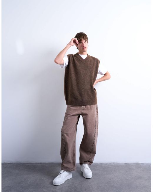 Topman – oversize-strickpullunder in Brown für Herren