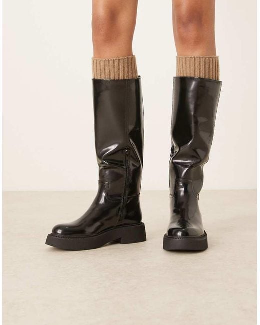 ASOS Natural Carlisle Clean Flat Riding Boots