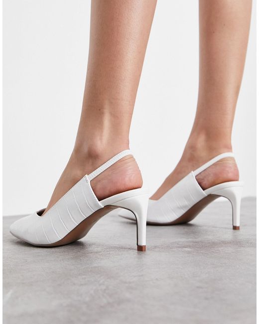 ASOS Starship - Halfhoge Hakken Met Brede Pasvorm En Slingback in het Wit -  Lyst