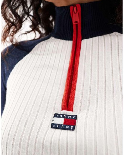 Tommy Hilfiger White Rib Colour Block Mini Dress