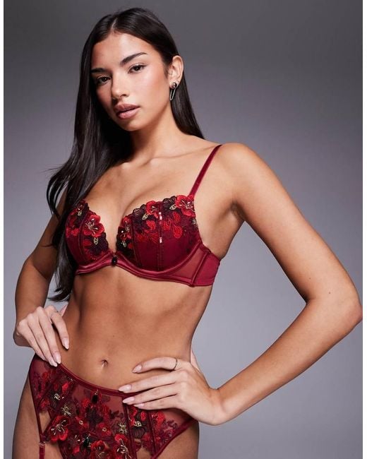 Ann Summers Red Shimmering Padded Plunge Bra