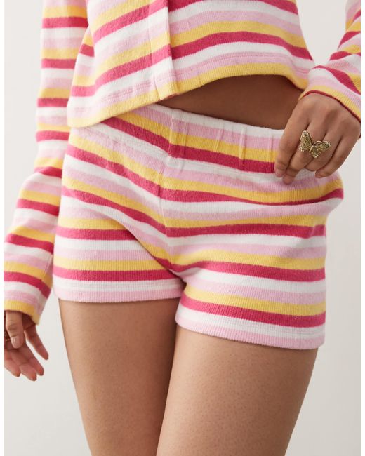 Reclaimed (vintage) Pink – hotpants mit en streifen, kombiteil