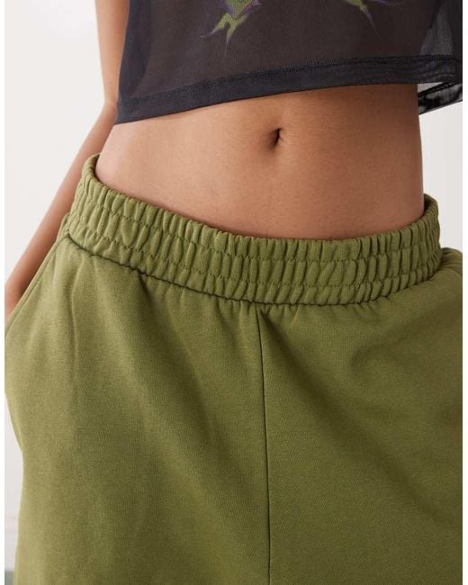 Collusion Green Circular Design Collection Longline Sweat Shorts