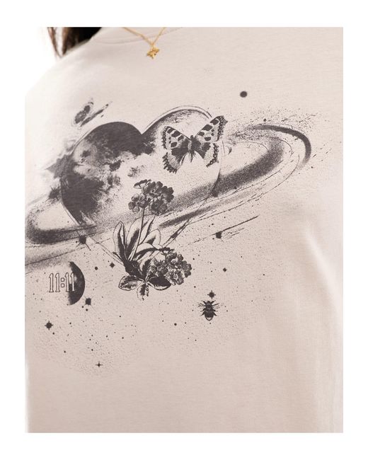 Cotton On Natural Cotton On Oversized T-shirt With Divine Cosmos Graphic