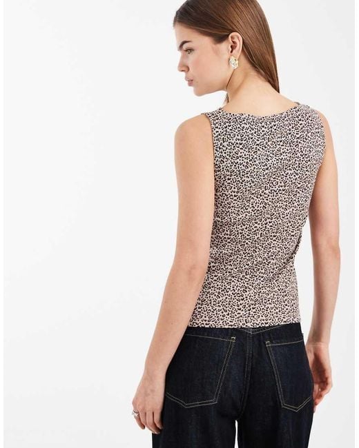 New Look Gray Boat Neck Button Through Tank Top