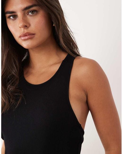ASOS Natural Rib Racer Maxi Dress