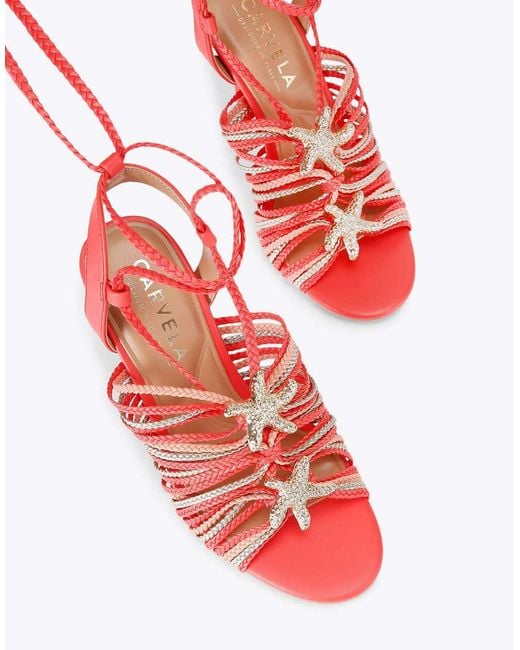 Carvela Kurt Geiger Red Marina High Tie Heeled Sandals