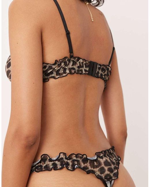Tanga Fruncido Con Estampado De De Malla Alba De -Marrón ASOS de color Natural