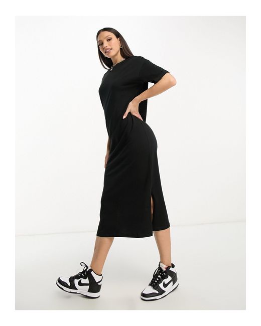 klippe mock elektropositive Vero Moda Tall Oversized T-shirt Maxi Dress in Black | Lyst Australia
