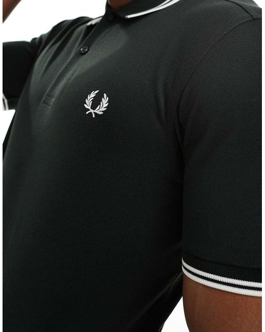 Fred Perry Black Twin Tipped Logo Polo for men