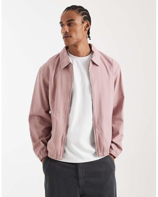 ASOS Pink Cotton Harrington Jacket for men