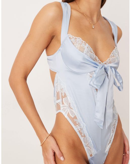 For Love & Lemons Blue – blair – body aus satin