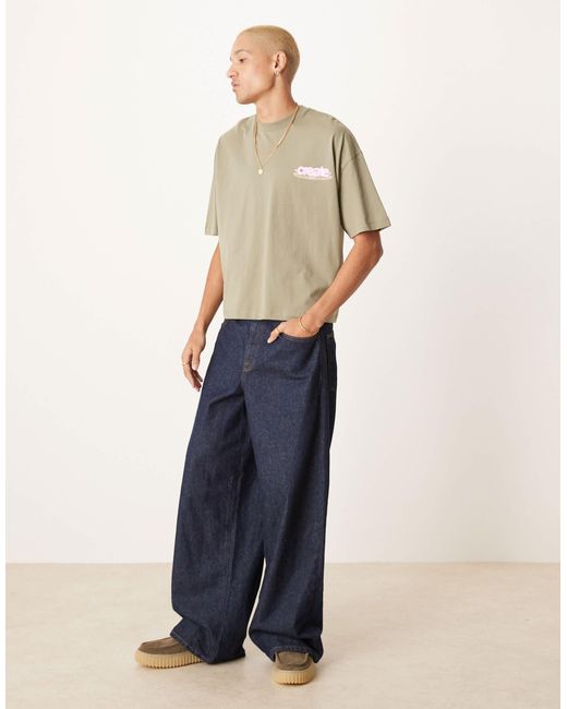 ASOS Natural Boxy Oversized T-shirt With Front And Back Graphic for men