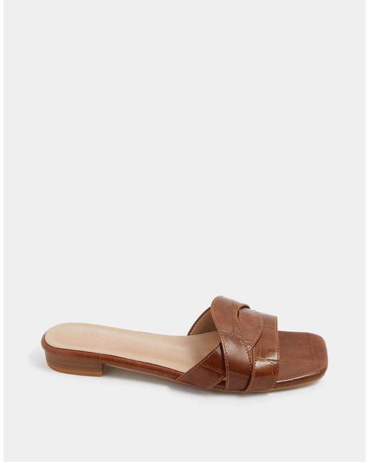 Long Tall Sally Brown Twisted Block Mule Sandals