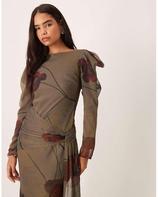 ASOS Natural Drape Shoulder Maxi Dress