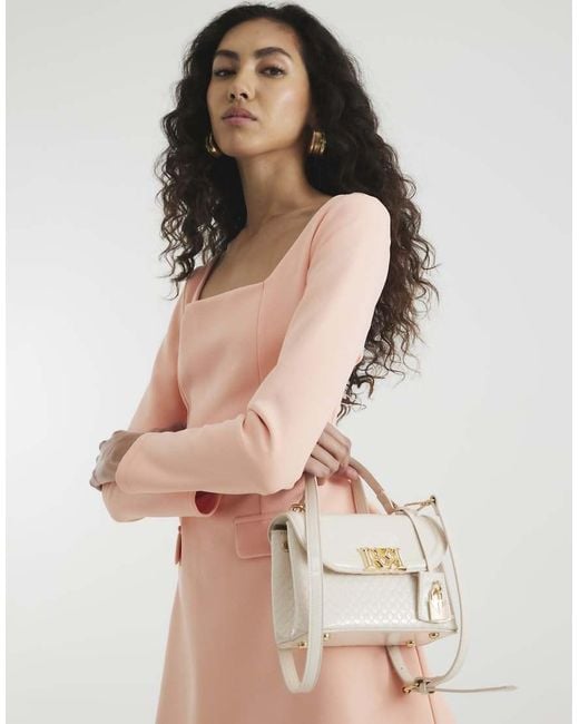 River Island Brown Patent Ri Flap Tote Bag