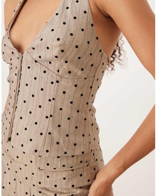 Motel Natural Odin Co-Ord Halter Polka Dot Vest Top
